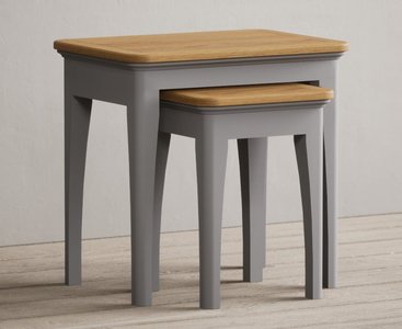 View Felton oak and light grey painted nest of tables View Felton oak and light grey painted nest of tables