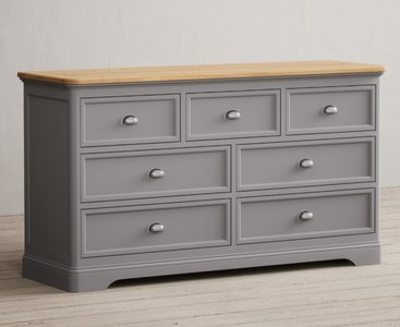 View Felton oak and light grey painted wide chest of drawers View Felton oak and light grey painted wide chest of drawers