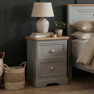 View Felton oak and light grey painted 2 drawer bedside chest