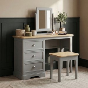 View Felton oak and light grey painted dressing table set View Felton oak and light grey painted dressing table set