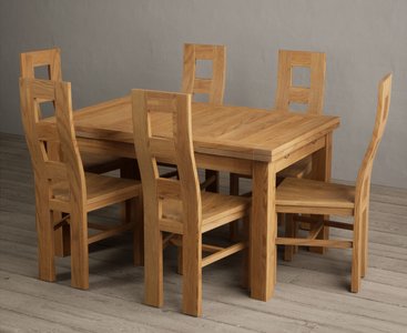 View Extending buxton 140cm solid oak dining table with 6 oak natural chairs View Extending buxton 140cm solid oak dining table with 6 oak natural chairs