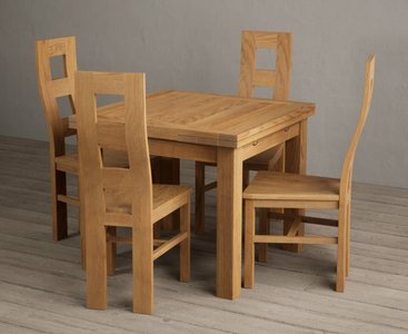 View Extending buxton 90cm solid oak dining table with 4 oak natural chairs View Extending buxton 90cm solid oak dining table with 4 oak natural chairs