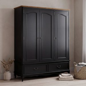 View Chateau noir oak and black painted triple wardrobe View Chateau noir oak and black painted triple wardrobe