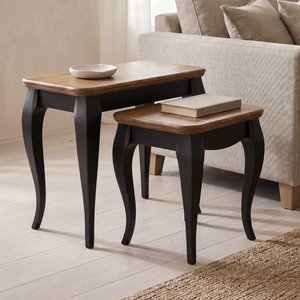 View Chateau noir oak and black painted nest of tables View Chateau noir oak and black painted nest of tables
