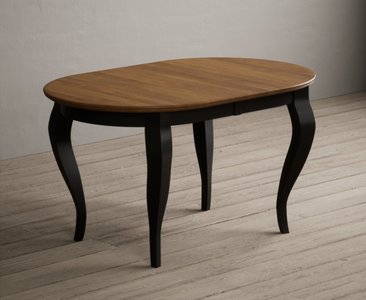 View Extending chateau noir 140cm oak and black painted oval dining table View Extending chateau noir 140cm oak and black painted oval dining table