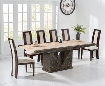 View Tenore 220cm extra large marble dining table with 12 black novara chairs View Tenore 220cm extra large marble dining table with 12 black novara chairs