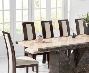 View Tenore 220cm marble dining table with 12 brown novara chairs View Tenore 220cm marble dining table with 12 brown novara chairs