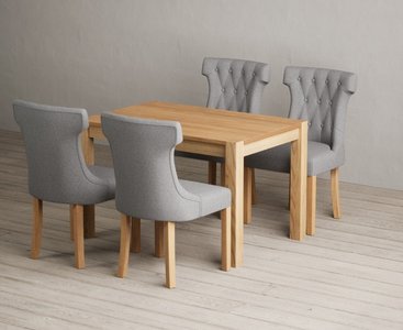 View Thetford 120cm solid oak dining table with 4 grey clara chairs View Thetford 120cm solid oak dining table with 4 grey clara chairs
