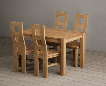 View Thetford 120cm solid oak dining table with 4 oak natural chairs View Thetford 120cm solid oak dining table with 4 oak natural chairs