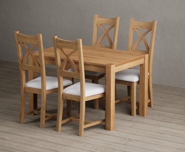 View Thetford 120cm solid oak dining table with 4 light grey natural solid oak chairs View Thetford 120cm solid oak dining table with 4 light grey natural solid oak chairs