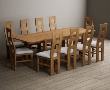 View Extending thetford 150cm solid oak dining table with 10 light grey natural chairs View Extending thetford 150cm solid oak dining table with 10 light grey natural chairs