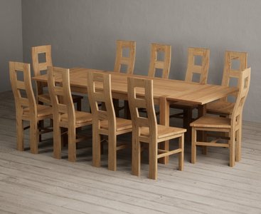 View Extending thetford 150cm solid oak dining table with 10 oak natural chairs View Extending thetford 150cm solid oak dining table with 10 oak natural chairs