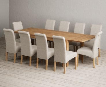 View Extending thetford 150cm solid oak dining table with 10 natural scroll back chairs View Extending thetford 150cm solid oak dining table with 10 natural scroll back chairs