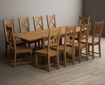 View Extending thetford 150cm solid oak dining table with 10 oak natural chairs View Extending thetford 150cm solid oak dining table with 10 oak natural chairs