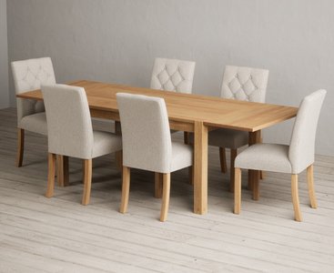 View Extending thetford 150cm solid oak table with 6 natural isabella chairs View Extending thetford 150cm solid oak table with 6 natural isabella chairs