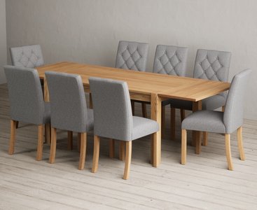 View Extending thetford 150cm solid oak table with 8 grey isabella chairs View Extending thetford 150cm solid oak table with 8 grey isabella chairs
