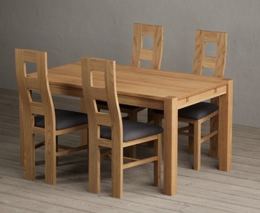 View Thetford 150cm solid oak dining table with 4 charcoal grey natural chairs View Thetford 150cm solid oak dining table with 4 charcoal grey natural chairs