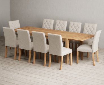 View Extending thetford 180cm solid oak dining table with 10 natural isabella chairs View Extending thetford 180cm solid oak dining table with 10 natural isabella chairs