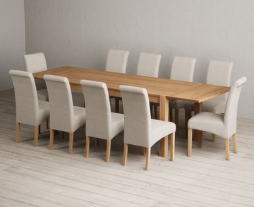 View Extending thetford 180cm solid oak dining table with 10 natural scroll back chairs View Extending thetford 180cm solid oak dining table with 10 natural scroll back chairs