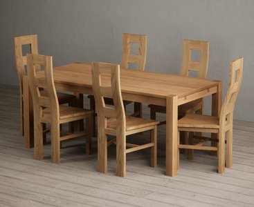 View Thetford 180cm solid oak dining table with 6 oak natural chairs View Thetford 180cm solid oak dining table with 6 oak natural chairs