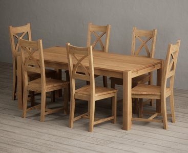 View Extending thetford 180cm solid oak dining table with 6 oak natural chairs View Extending thetford 180cm solid oak dining table with 6 oak natural chairs