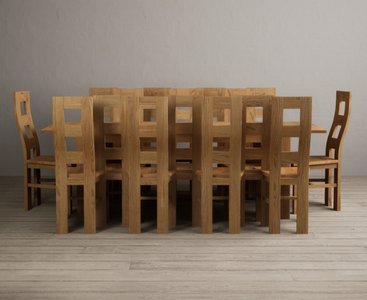 View Thetford 180cm solid oak dining table with 8 oak natural chairs View Thetford 180cm solid oak dining table with 8 oak natural chairs