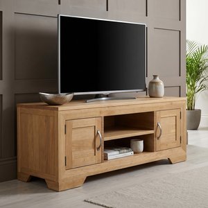 View Tilt 100 solid oak super wide tv cabinet