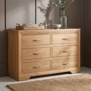 View Tilt 100 solid oak wide chest of drawers