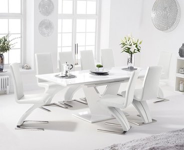 View Extending vittorio 160cm white high gloss dining table with 6 white aldo chairs View Extending vittorio 160cm white high gloss dining table with 6 white aldo chairs