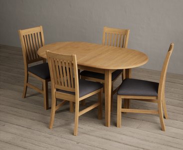 View Extending warwick solid oak dining table with 4 light grey warwick chairs View Extending warwick solid oak dining table with 4 light grey warwick chairs