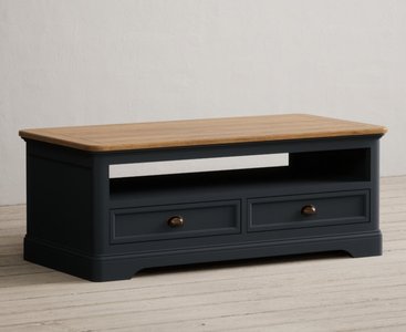 View Bridstow oak and blue painted 4 drawer coffee table View Bridstow oak and blue painted 4 drawer coffee table