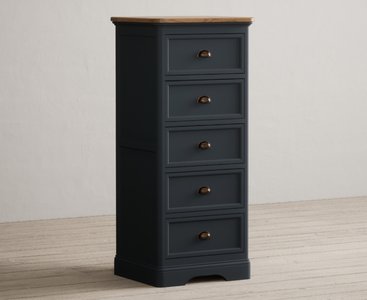 View Bridstow oak and blue painted 5 drawer tallboy View Bridstow oak and blue painted 5 drawer tallboy