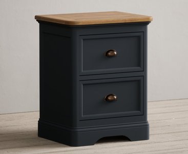 View Bridstow oak and blue painted 2 drawer bedside chest View Bridstow oak and blue painted 2 drawer bedside chest