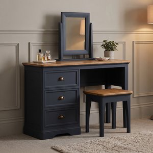 View Bridstow oak and blue painted dressing table set View Bridstow oak and blue painted dressing table set
