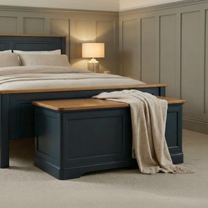 View Bridstow oak and blue painted blanket box View Bridstow oak and blue painted blanket box