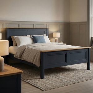 View Bridstow oak and blue painted double bed