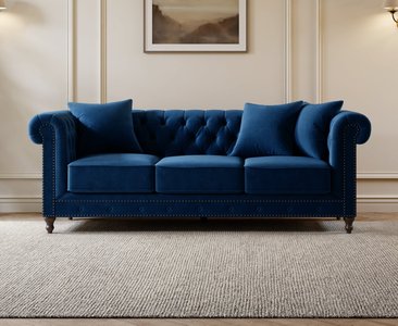 View Westminster chesterfield blue velvet 3 seater sofa View Westminster chesterfield blue velvet 3 seater sofa