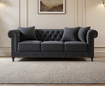 View Westminster chesterfield dark grey velvet 3 seater sofa View Westminster chesterfield dark grey velvet 3 seater sofa