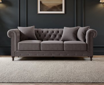 View Westminster chesterfield light grey velvet 3 seater sofa View Westminster chesterfield light grey velvet 3 seater sofa
