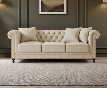View Westminster chesterfield ivory linen 3 seater sofa View Westminster chesterfield ivory linen 3 seater sofa