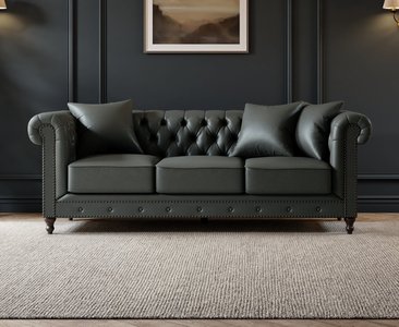 View Westminster chesterfield grey leather 3 seater sofa View Westminster chesterfield grey leather 3 seater sofa