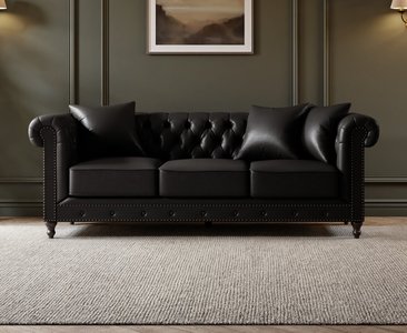 View Westminster chesterfield black leather 3 seater sofa View Westminster chesterfield black leather 3 seater sofa