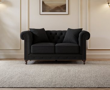 View Westminster chesterfield black linen 2 seater sofa View Westminster chesterfield black linen 2 seater sofa