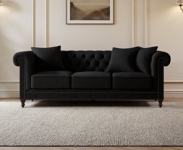 View Westminster chesterfield black linen 3 seater sofa View Westminster chesterfield black linen 3 seater sofa