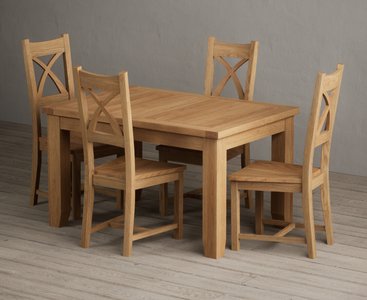 View Extending yateley 130cm solid oak dining table with 4 oak natural chairs View Extending yateley 130cm solid oak dining table with 4 oak natural chairs