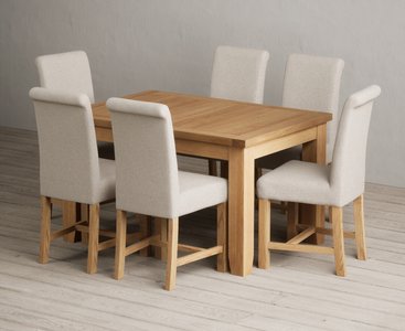 View Extending yateley 130cm solid oak dining table with 6 natural braced chairs View Extending yateley 130cm solid oak dining table with 6 natural braced chairs