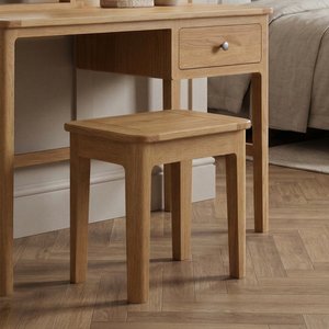 View Solid oak dressing table stool - wooden View Solid oak dressing table stool - wooden
