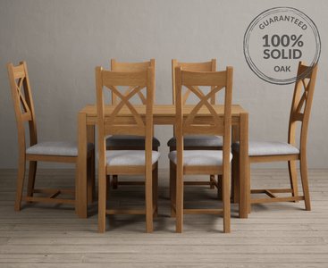 View York 120cm solid oak dining table with 4 light grey natural solid oak chairs View York 120cm solid oak dining table with 4 light grey natural solid oak chairs
