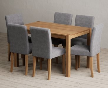 View York 120cm solid oak dining table with 4 grey lila chairs View York 120cm solid oak dining table with 4 grey lila chairs