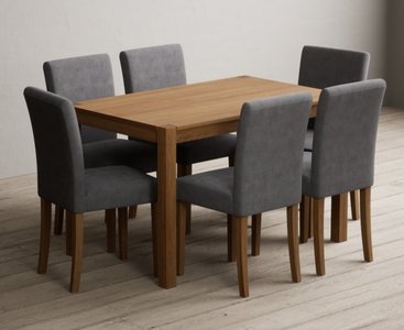 View York 120cm solid oak dining table with 4 grey lila chairs View York 120cm solid oak dining table with 4 grey lila chairs